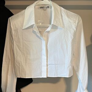 Grey Lab Crisp White Button-Up Top